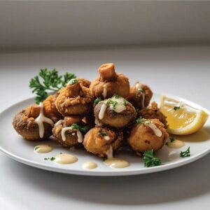 Deep Fried Mushrooms With Garlic Sauce