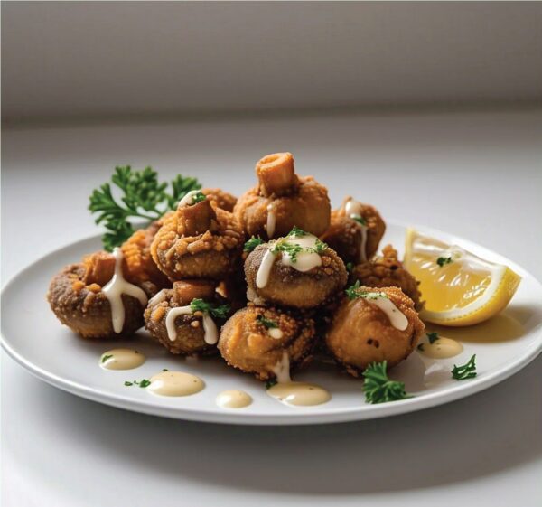 Deep Fried Mushrooms With Garlic Sauce