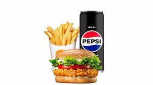 Meal 3 (Regular chicken burger, chips and can of drink)